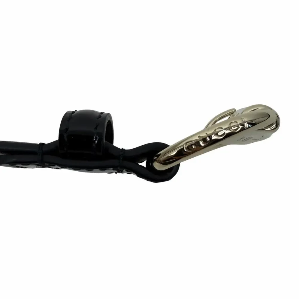 Gucci Thin Leather Belt with Bamboo Buckle Black Silver Size 80/32